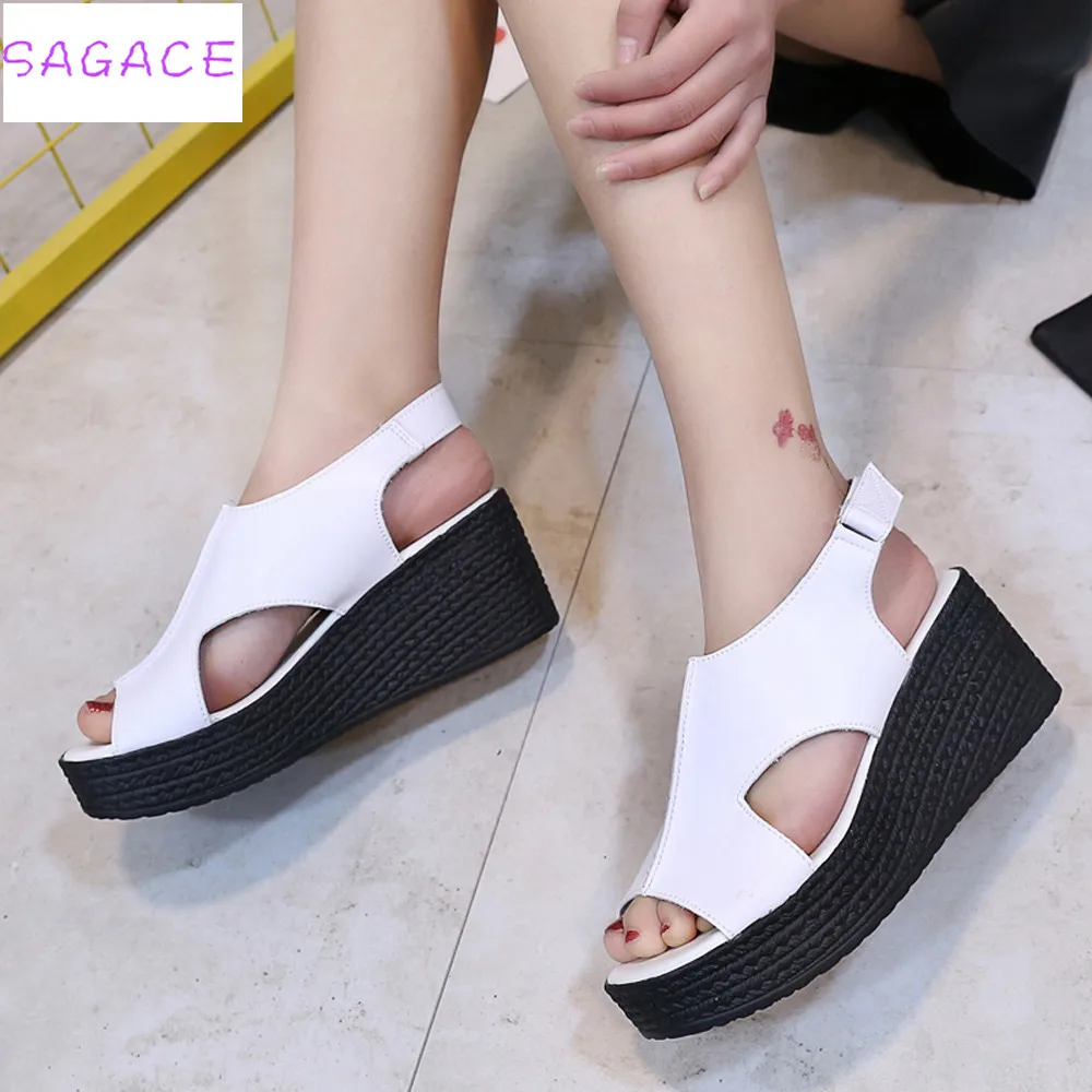 

SAGACE 2018 Women Sandals Summer Platform Wedges Hot Fashion Casual ShoesWoman Floral Super High Heels Open Toe Slippers Sandals