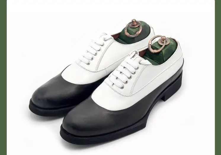  Shoes Men lace up genuine leather handmade mix colour dress shoes platform height increasing smart  - 32882590742