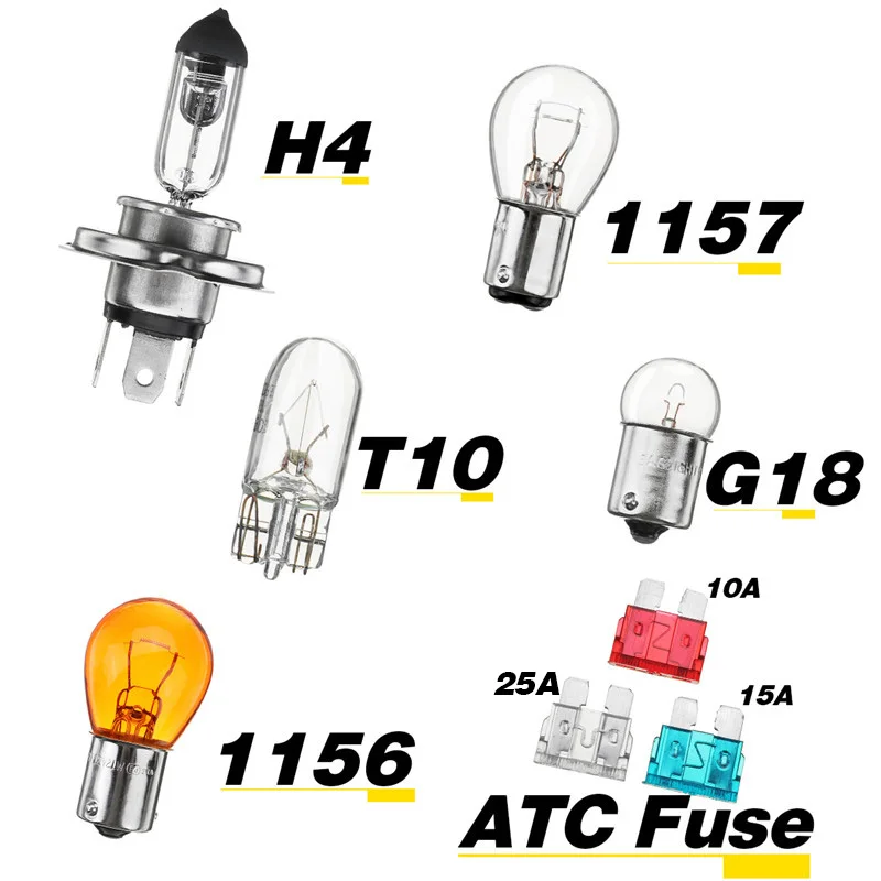 Горячая 8 шт. набор аварийного освещения галогенной лампы для автомобиля H4 1156 1157 G18 фары Противотуманные фары Запасной комплект с 10А 15A 20A предохранители