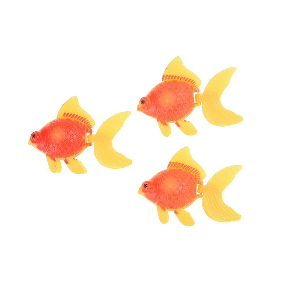 3 pcs/lot Plastic Novelty Swimming Gold Fish Toy NEVER DAMAGE for Tank