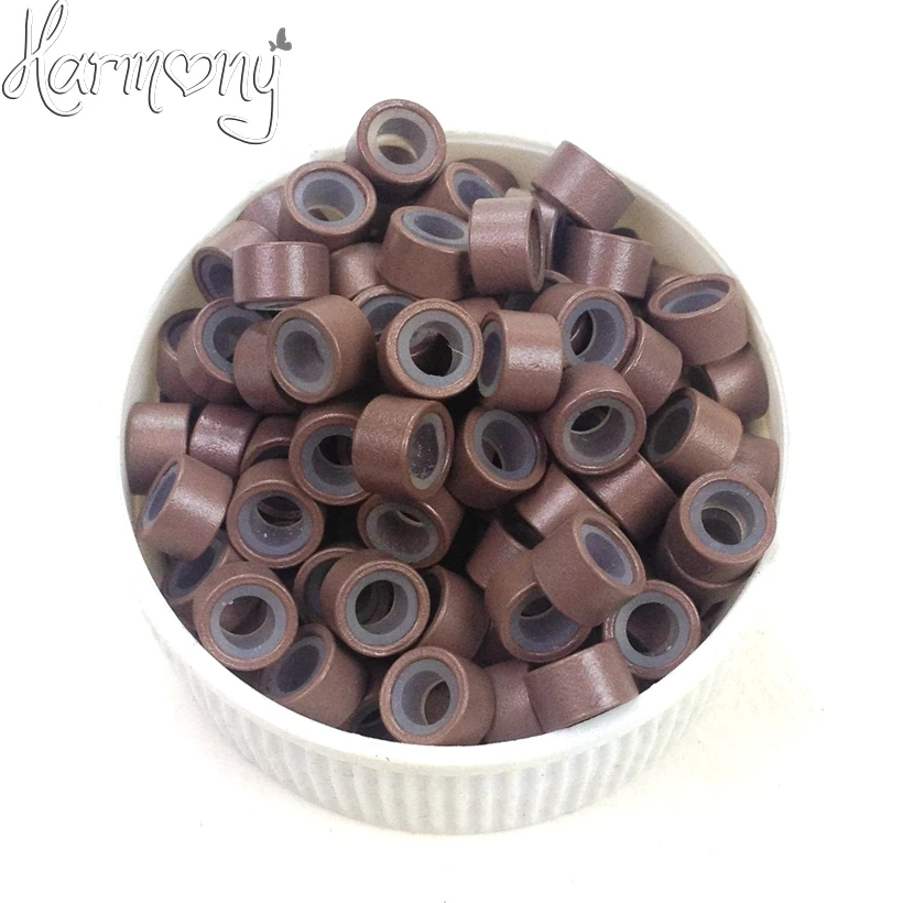 Pces Marrom Claro 5.0mm Alumínio Micro Anel Silicone Links Alinhados Contas Tubo Ferramentas Acessórios 1000 11 Cor 2 High Quality Apliques e perucas
