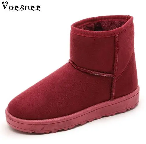 

2017 Solid Color Women Winter Snow Boots Warm Cotton Cashmere Boots and Short Tube Thick Flat with Warm Students Antiskid Shoes
