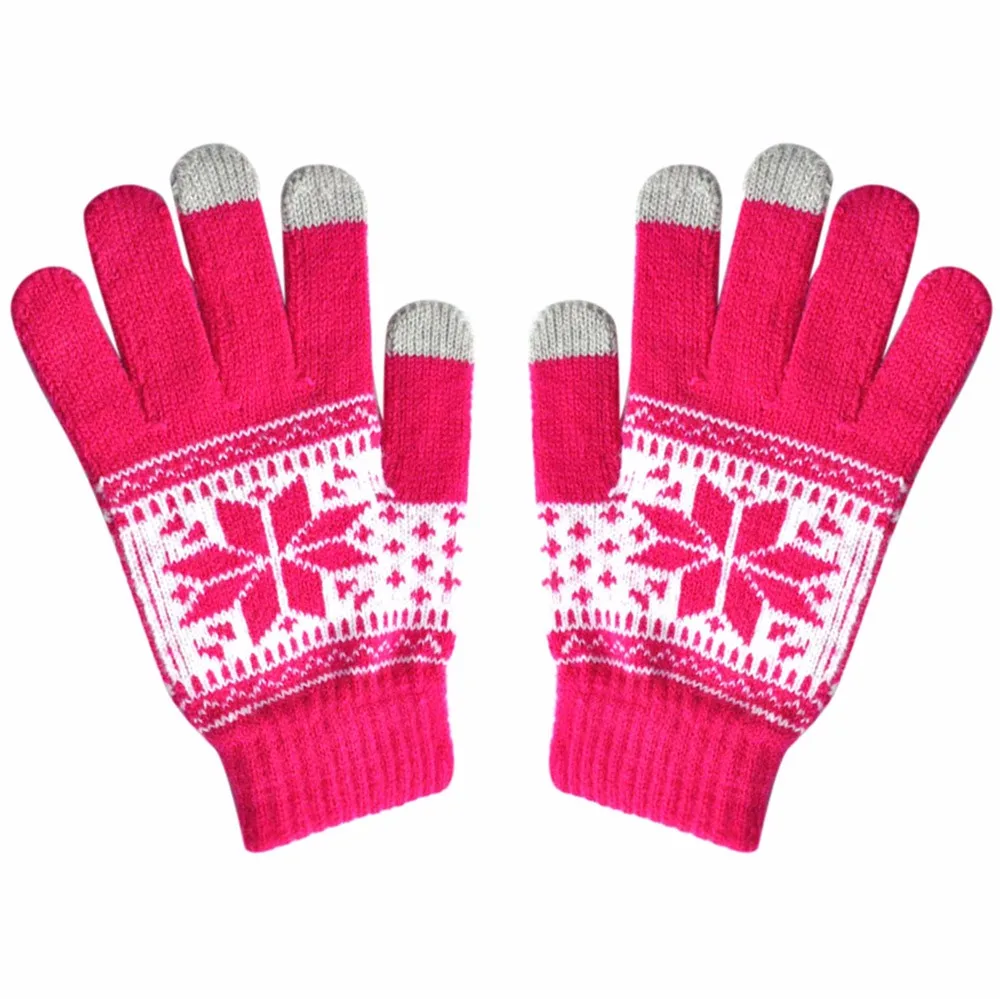 Hot Pink Модные мужские женские перчатки осень-зима текстовые кепки активный смартфон вязаный сенсорный экран мягкие перчатки женские перчатки Guantes Invierno - Цвет: Hot Pink