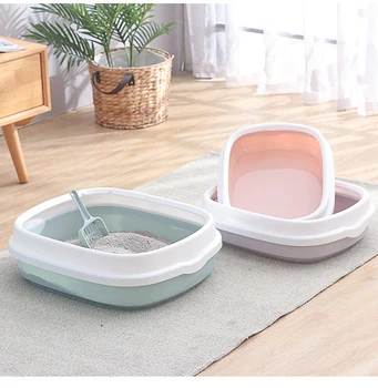 

Plastic semi-closed Cat Litter Box Cat Toilet Pine Litter Bedpans Anti-splashing Cat Pot Crystal Sand/Bentonite Available