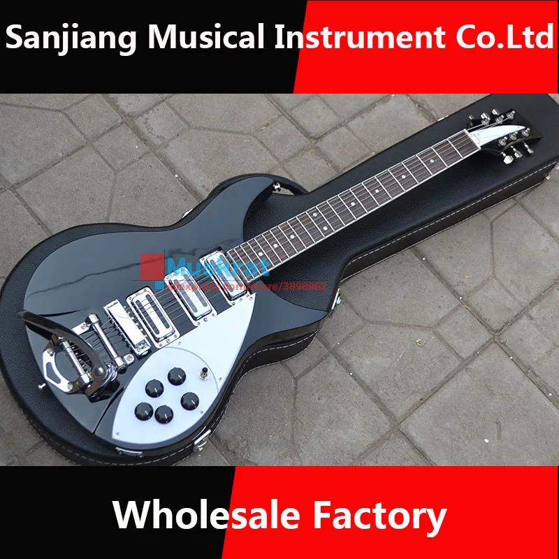 

Ricken electric guitar black color 6 strings guitar backer 3 pickups 325 model wholesale factory Free shipping