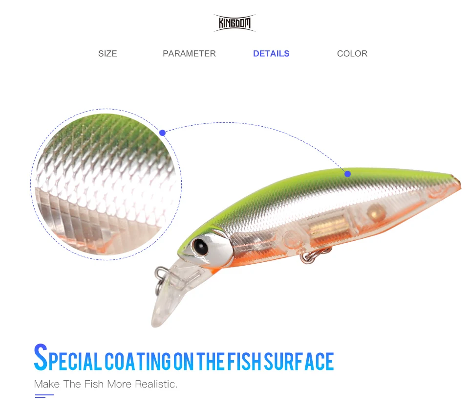 Kingdom Fishing lures 70mm 12g 55mm 7g Artificial Baits with VMC Hooks slow Sinking Hrard lure wobblers fishing tackle       (4)