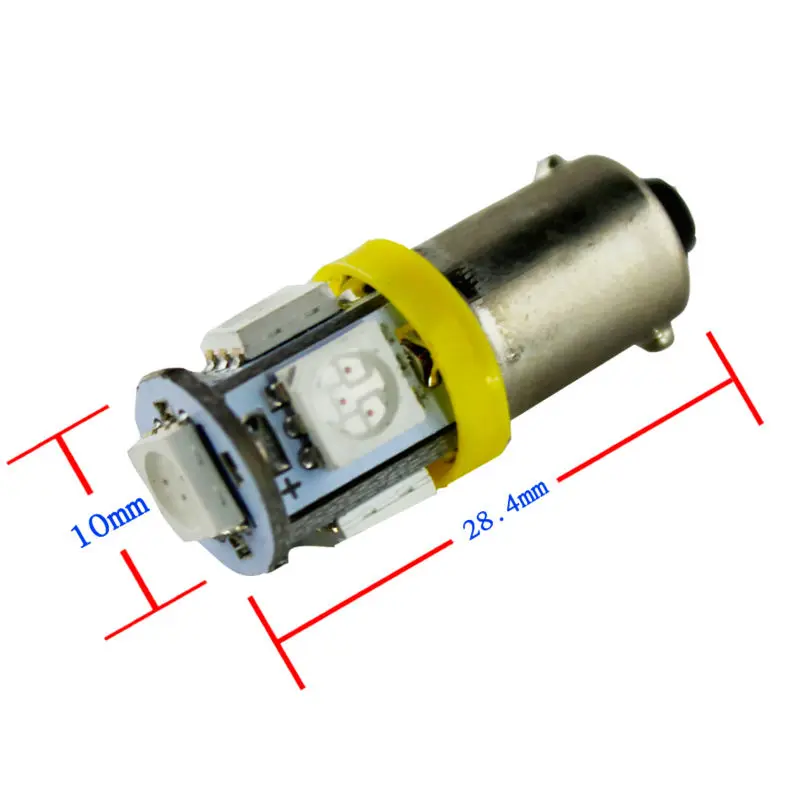 4X T4W BA9S 5 SMD 5050 Автомобильная внутренняя светодиодная лампа боковой маркер задний