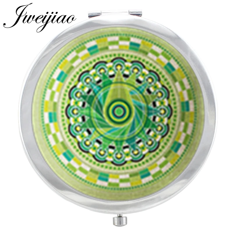 JWEIJIAO Chakra серьги Henna Mandala узор макияж зеркало стекло кабошон Floding круглый компактный ручной косметический зеркало espejo - Цвет: A179