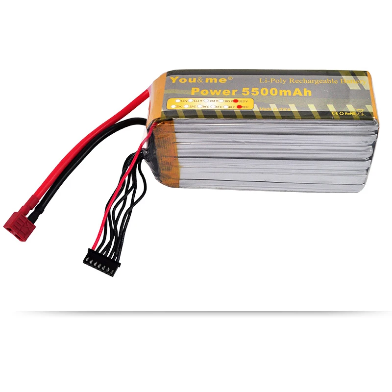 

You&me T-REX 600/700 Lithium Polymer 6s Battery 5500mah 22.2V 50C Burst 100C For RC Helicopters FPV Drone AKKU Quadcopter Car