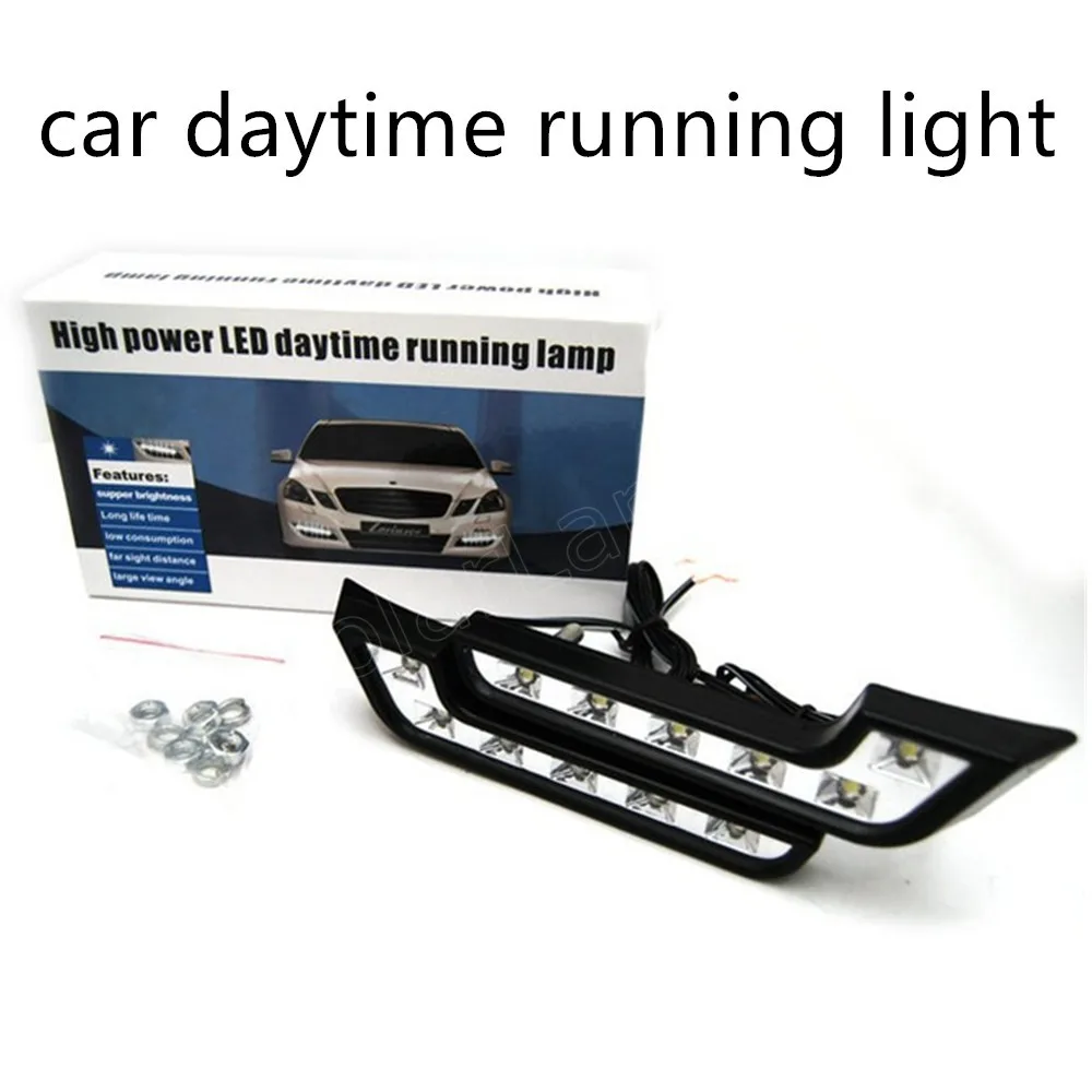 

car styling 2 pieces 12V 6 LED Car Driving Lamp Fog Universal 12V DRL Daytime Running Light best price L shape