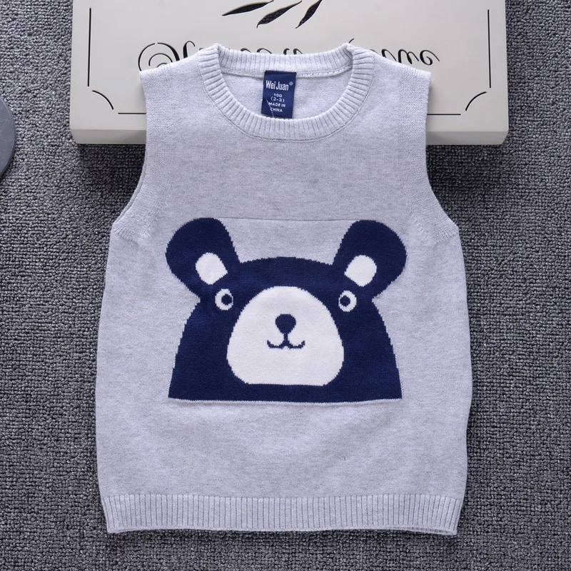 boys kids sweaters sleeveless knitted pullover vest cotton spring autumn children's clothing - Color: Gray