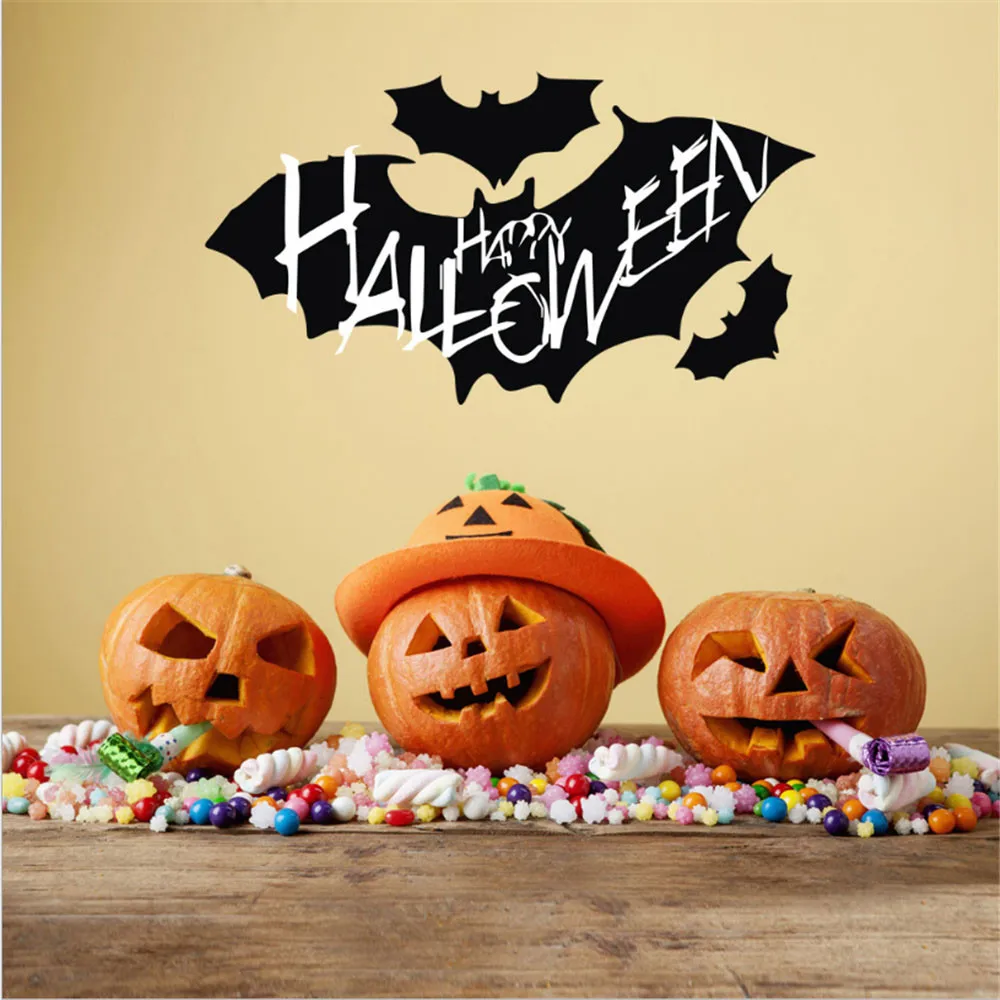 Happy Halloween Wall Sticker Black Background Wall Sticker Window Home