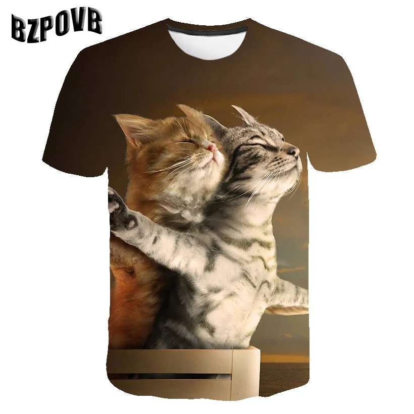 

2019 new 3D t shirt lovely kitten cat/The Titanic Jack and Rose funny tops tee short sleeve summer shirts for men dropship