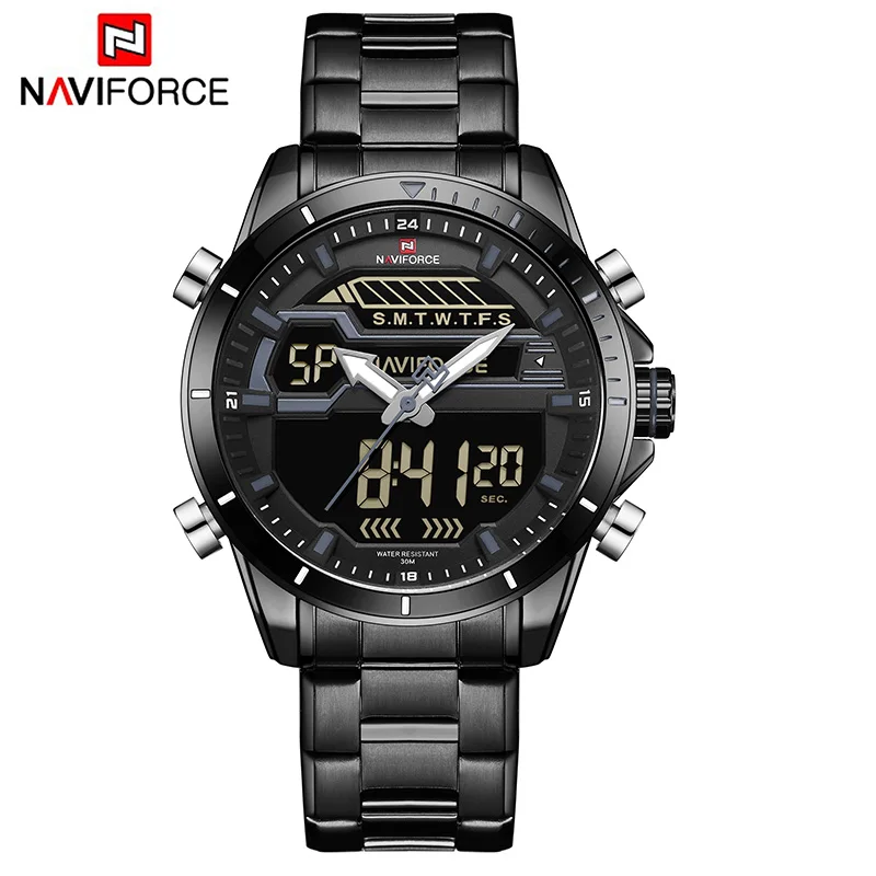 NAVIFORCE мужские часы Роскошный хронограф водонепроницаемые из нержавеющей стали
