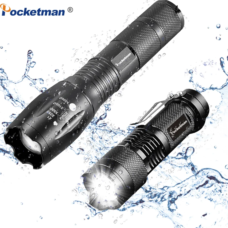 

LED Tactical Flashlight Super Bright 3800 Lumen XML T6 LED Flashlights Outdoor Q5 mini Water Resistant Zoomable Torch Light