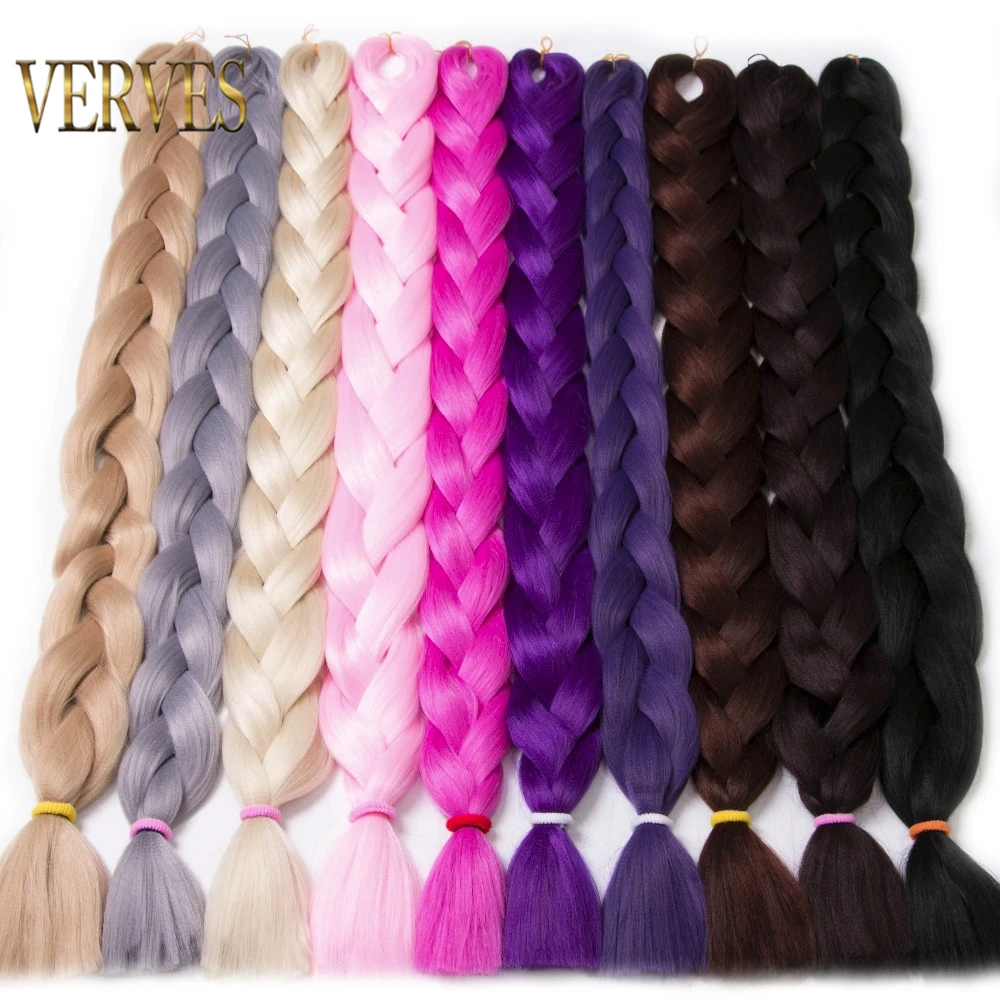 VERVES плетеные волосы, одна штука, 82 дюйма, синтетическое тепловое волокно, коса, 165 г/шт., чистый цвет, крючком, огромные косы, волосы для наращивания