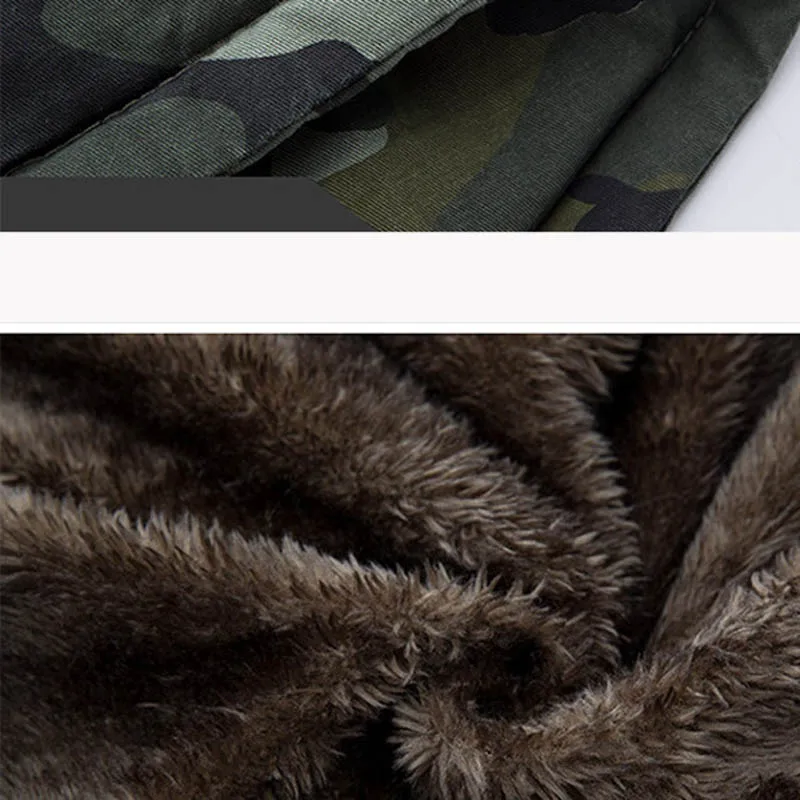 Новинка, зимняя камуфляжная куртка с меховым воротником, Толстая Теплая Бархатная мужская хлопковая куртка, Азиатский Размер, удобное пальто с капюшоном MWM1892