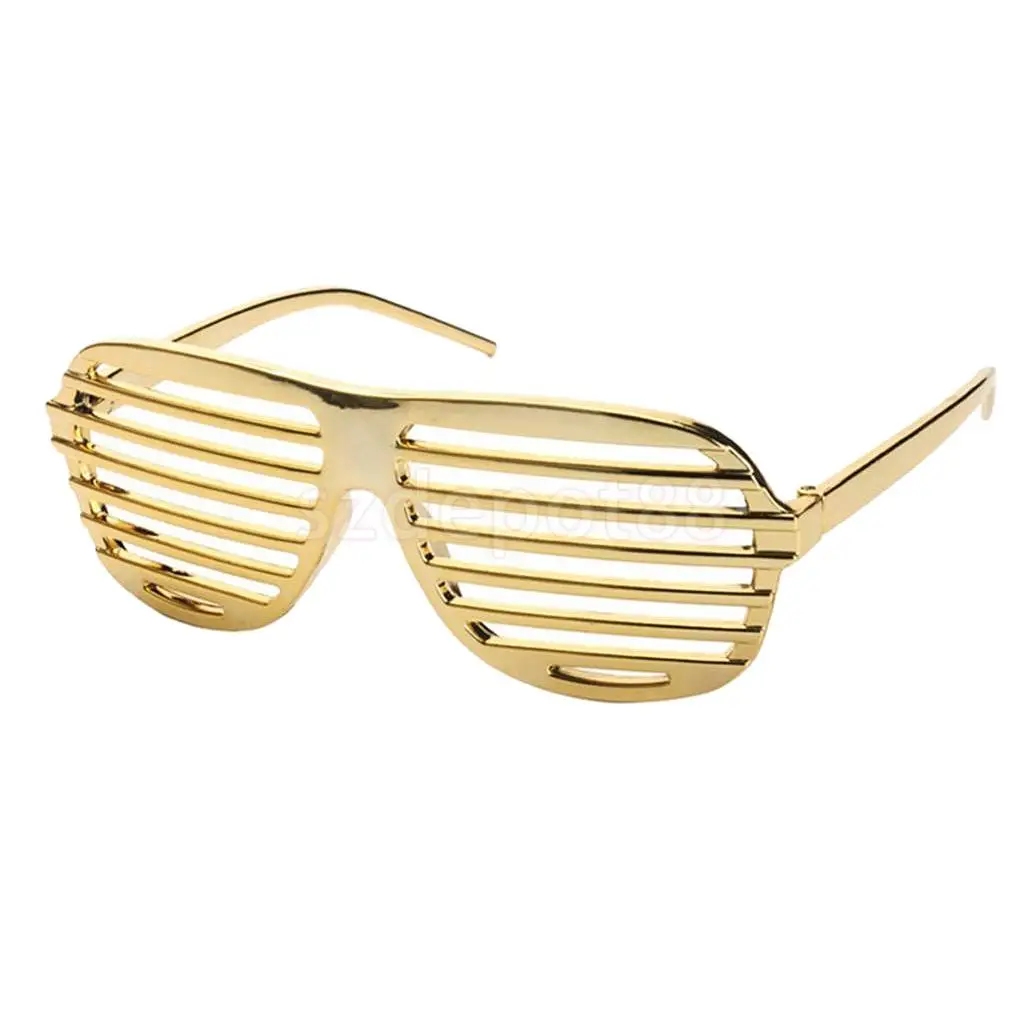 Novelty Gold Shutter Shades Sunglasses Funny Fancy Dress Party Photo Props