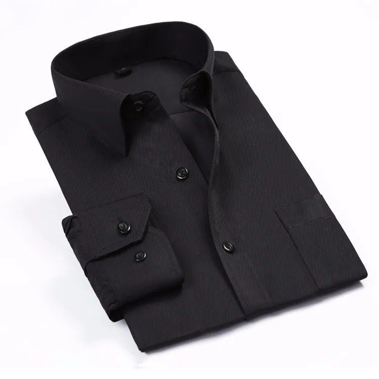 Большой Размеры S-4XL мужская деловая рубашка Весенняя мода Повседневное с длинным рукавом однотонные Цвет Саржа высокое качество мужские рубашки M030