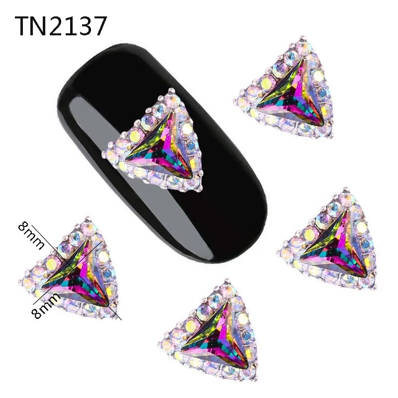 

10Pcs/Pack Alloy Triangle Design Triangular Pyramid Glitter Rhinestones Charms 3D Nail Art Decoration For DIY Nails TN2137