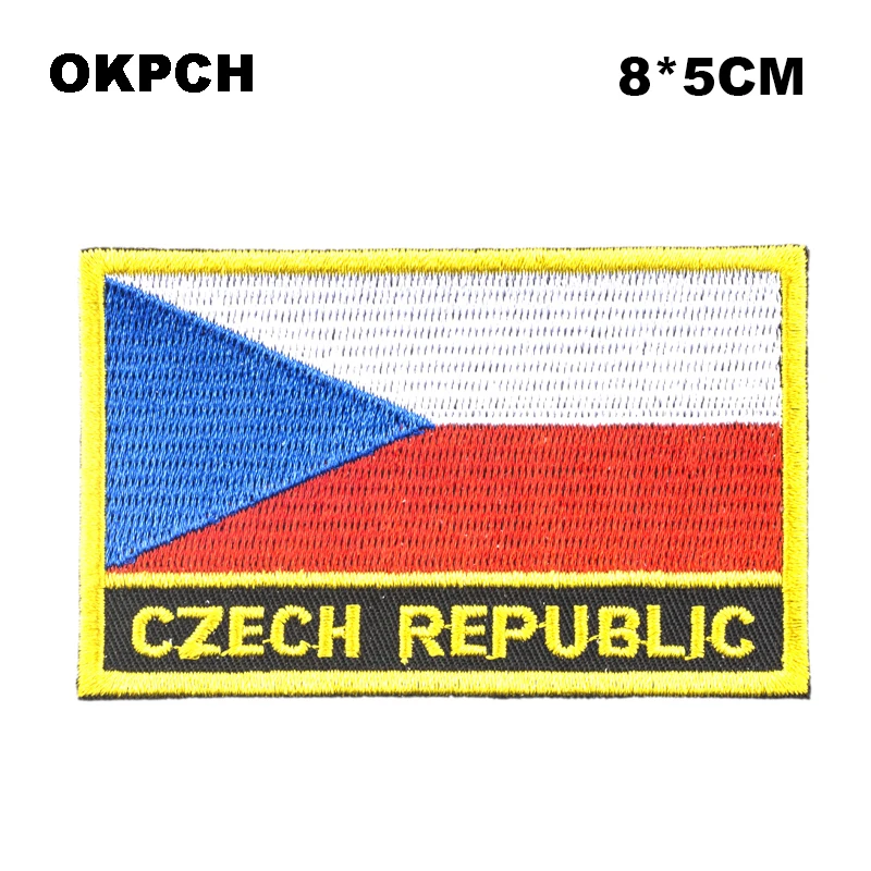 Чешские респ квадратные формы флаг железа на патчи орзен вышивка патч