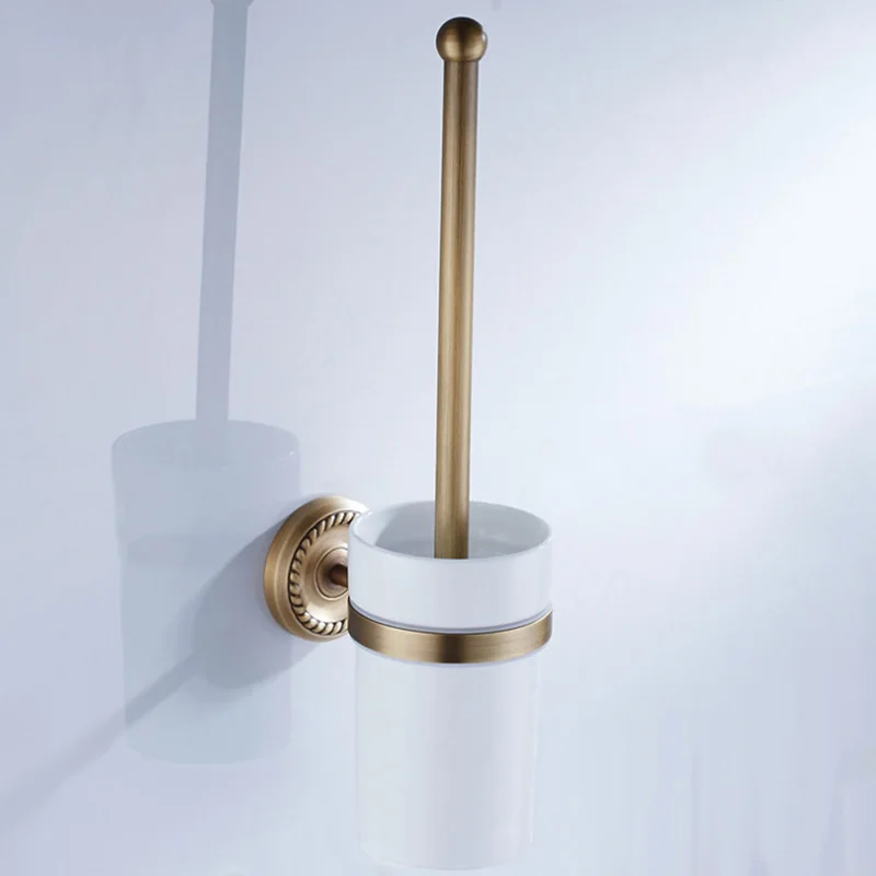 Billig Bronze Bad Zubehör Antike Wc Pinsel Halter Vintage WC Rollen Papier Halter Keramik Doppel Tasse Halter Messing Seife Gerichte