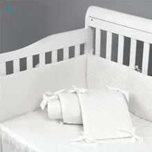 Хлопковые мягкие бамперы в горошек для детской кроватки, подкладка для детской кроватки, белая пуховка для маленьких девочек и мальчиков, безопасные Бамперы для кроватки