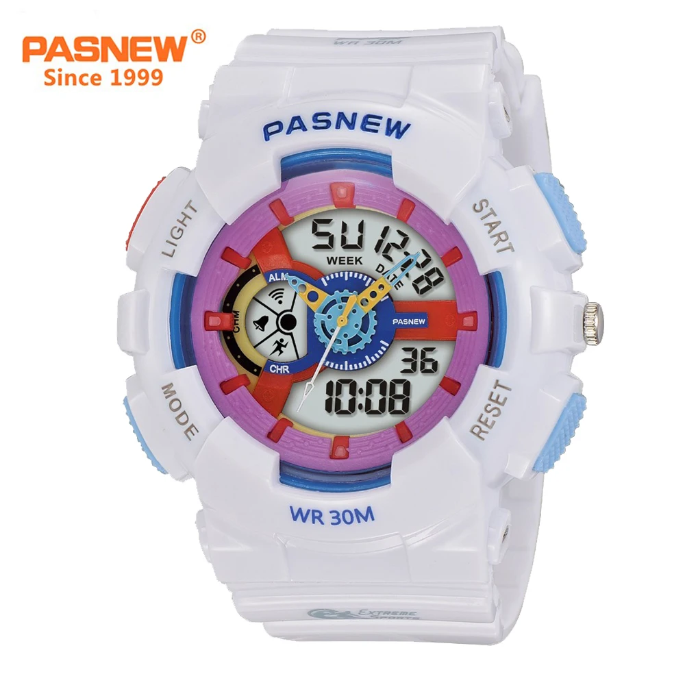 

PASNEW Hot Sale 7-Color LED Lighting Display Waterproof Outdoor Sport Analog and Digital Wrist Watches for Men Women PSE-480GA