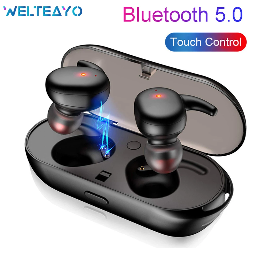 

T2 Bluetooth TWS 5.0 Earphone Wireless Mini Headset Touch Control Stereo Earbuds Handsfree Bluetooth Wireless Heaphone For Phone