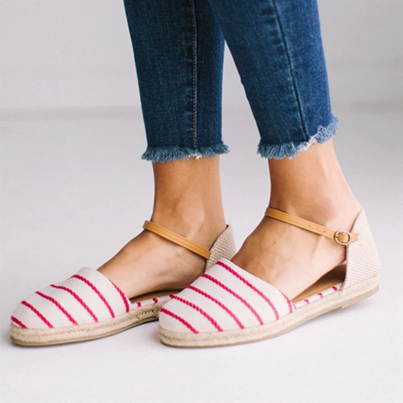 

Summer Sandals Women Plus Size Flats Female Casual Round Toe Shoes Canvas Platform Fisherman Fashion Hemp Shoes Woman 2019