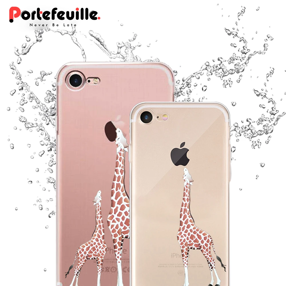 Portefeuille для iPhone х чехол с рисунком жирафа ТПУ мягкий ультра тонкий Симпатичные