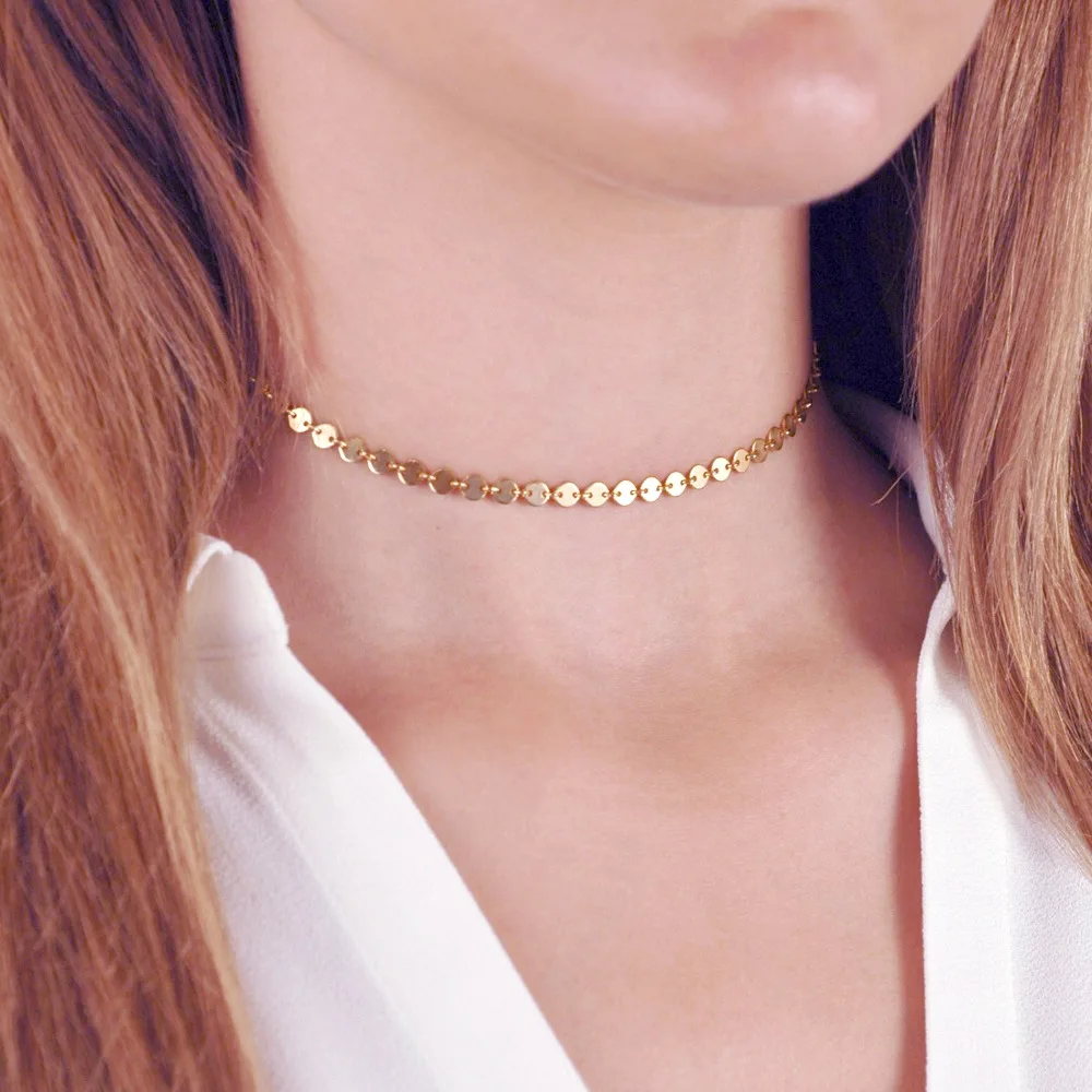 e-Manco Bohemia Choker Necklaces For Women Two Layered Hot Sale Gold Chain Copper Adjustable Femme Necklace Fashion Jewelry