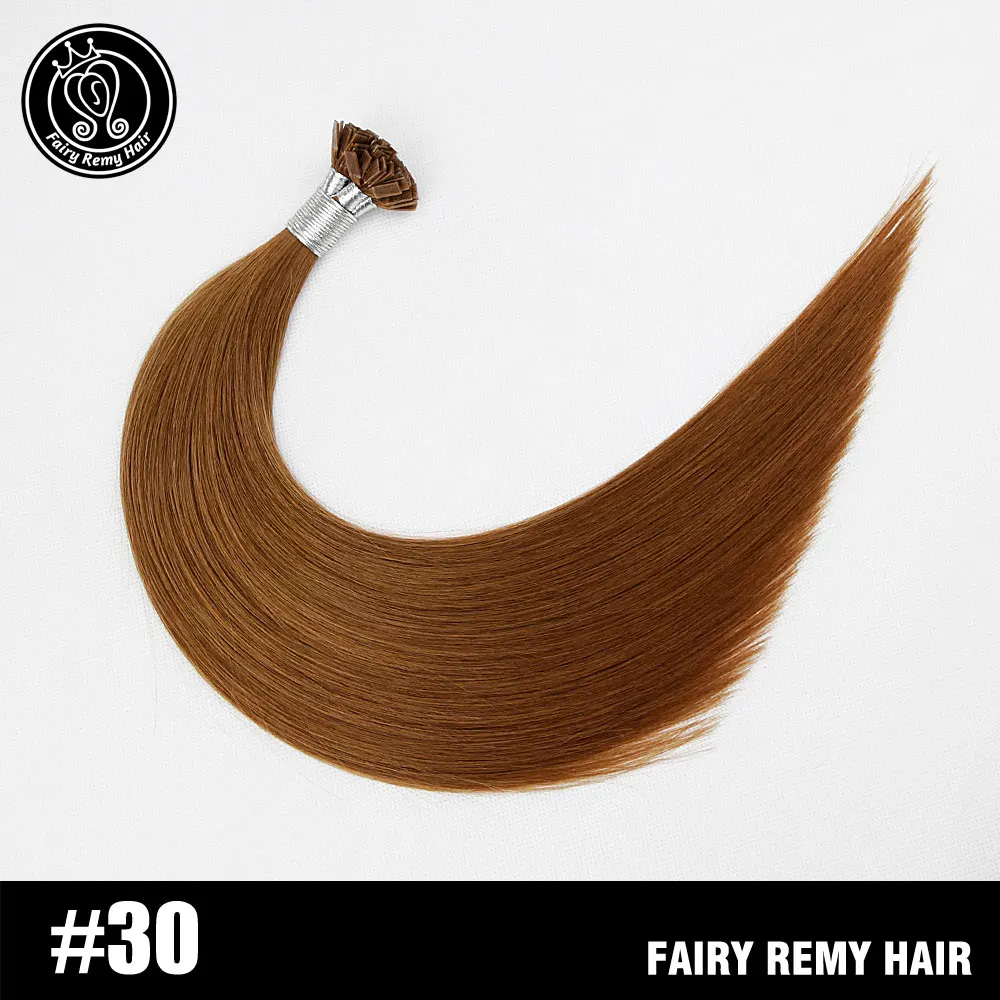 Феи remy волосы 0,8 г/локон 1" Remy плоский кончик кератиновые человеческие волосы расширение европейские натуральные волосы на капсуле fusion волосы 50 s/pac - Цвет: #30