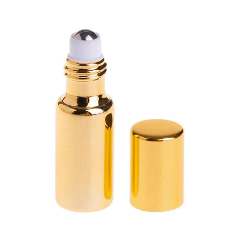 Флаконы для эфирного масла 5 мл/10 мл роликовый ролик из нержавеющей стали массажер крем для глаз парфюм многоразового использования пустая бутылка контейнер - Цвет: Gold 5ml