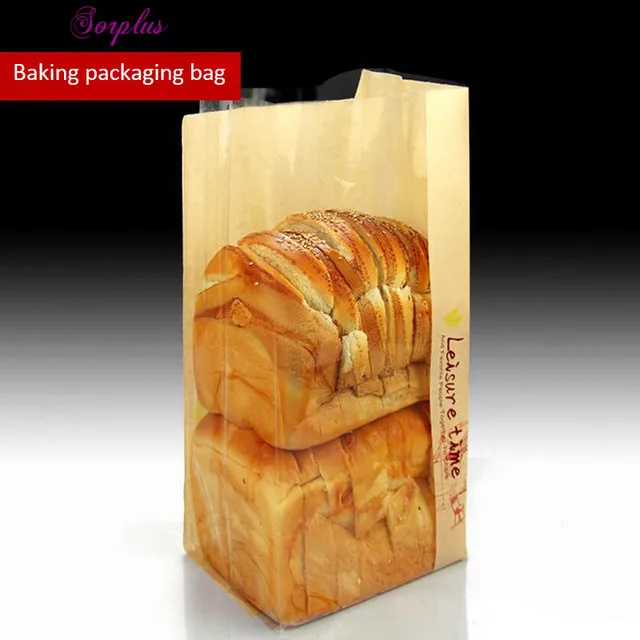 100pcs 16*36cm Kraft Paper Toast bread Packaging Bags with Display