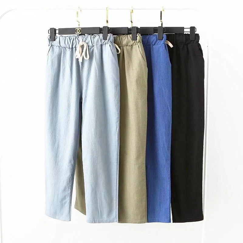 Женские брюки с эластичной резинкой на талии, длина до щиколотки, повседневные длинные брюки Harajuku