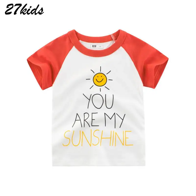 Детская футболка с надписью You Are My Sunshine 27 шт. летние хлопковые топы короткими