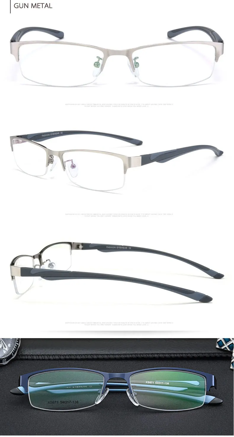 Высококачественные деловые очки для чтения из нержавеющей стали, полуоправы, оправы для очков, оптические очки по рецепту