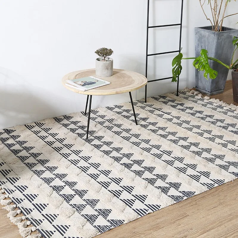 Simple style thicken cotton handmade bedside carpet , living room