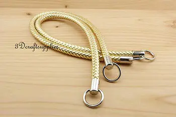 

Crochet PU bag strap leather handles purse handles a pair 25 inch gold K133