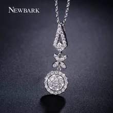 NEWBARK Round Necklace Geometric Necklaces & Pendants Cute Triangle Clover Flower Jewelry For Women White Gold Plated Colar