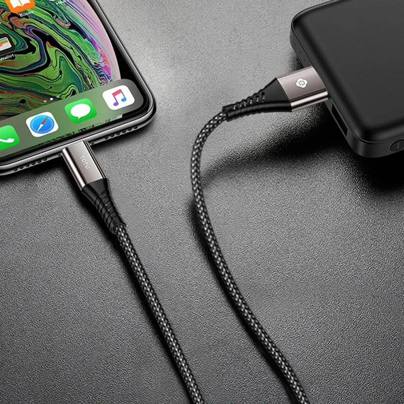 TOTU USB кабель для iPhone Xs Max Xr X 8 7 6 6s Plus SE 2.4A Быстрая зарядка зарядное устройство кабель для передачи данных Шнур адаптер кабель для мобильного телефона - Цвет: Black Gray