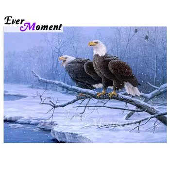 

Ever Moment Diamond Painting Handmade Eagles Branch Ice River Full Square Drill Decoration Diamond Embroidery Mosaic 3F1278