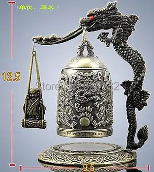 

Exquisite Tibet BRASS Carved Dragon & buddha Bell
