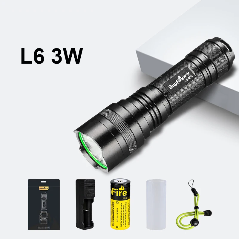 LED Flashlight Linterna Supfire L6 Torch Light Hunting Camping Portable Flash Light for Nitecore Fenix Surefir Hand Light  A045