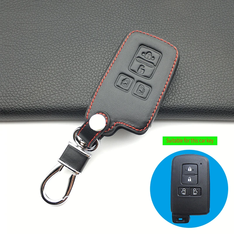 

2019 New Styles Genuine Leather Key Chain Ring Case Cover Holder for Toyota Sienta 4 Buttons Smart Protect Shell