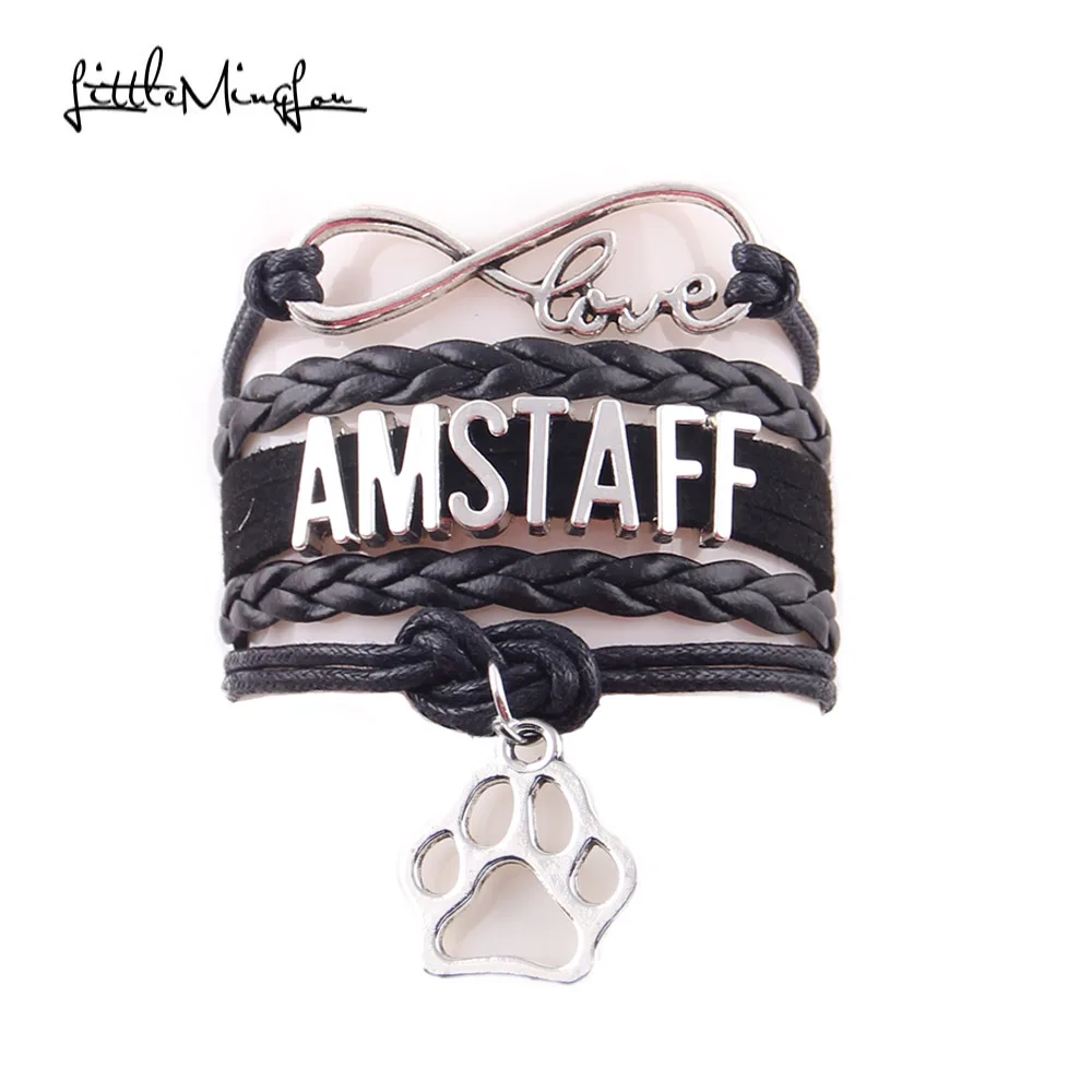 Браслет Little MingLou Infinity love amstaff из подвеска собачья лапа кожи для мужчин и женщин