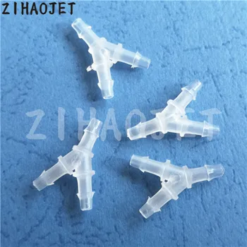 

Inkjet printer spare parts Allwin Human Wit-color Xuli plastic ink pipe connector 4*3mm 5*3mm Three ways Y shape connectors 50X