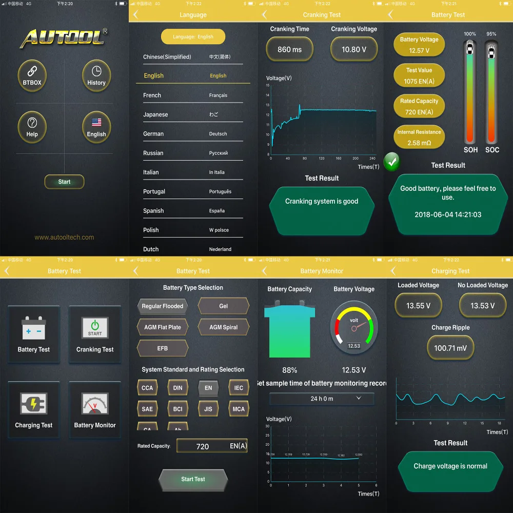 Autool BT BOX Bluetooth автомобильная батарея тест er для Android IOS Телефон Автомобильный аккумулятор Зарядка тест на проворот коленвала Анализатор диагностический