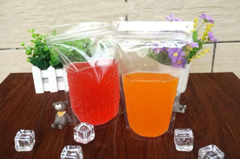 Hot Beverage bags Transparent Self styled Liquid Zipper packaging Juice